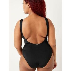 Victoria’s Secret PINK black textured low-back one piece swimsuit (large)
